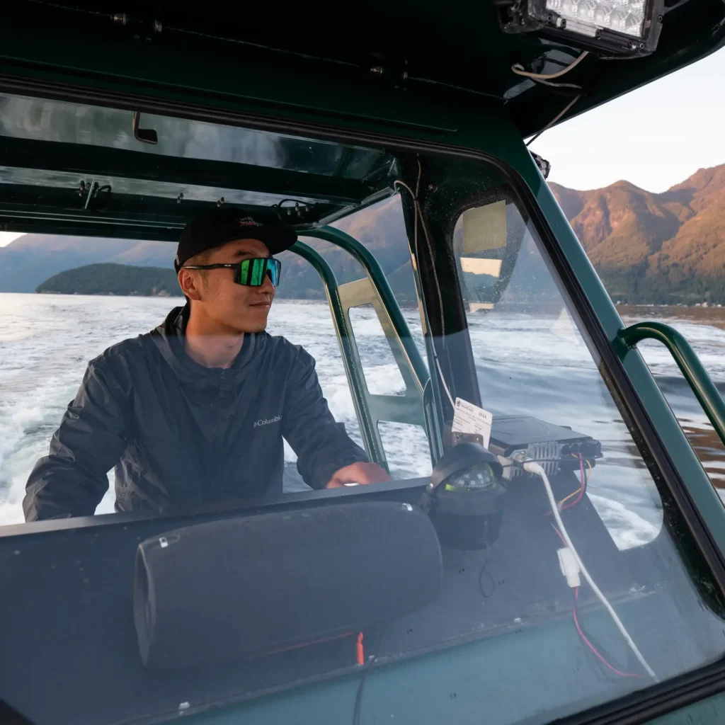 Captain riding a boat